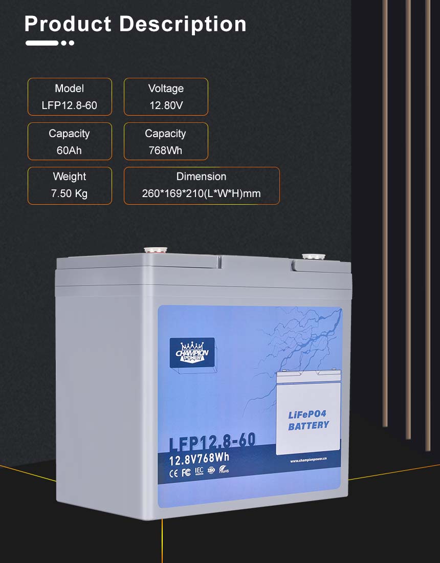 12V60Ah LiFePO4 battery product description