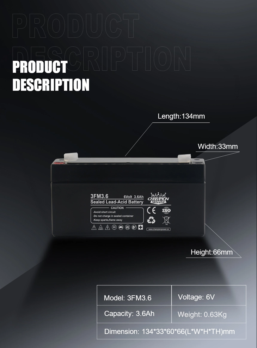 3v3.6ah AGM Battery