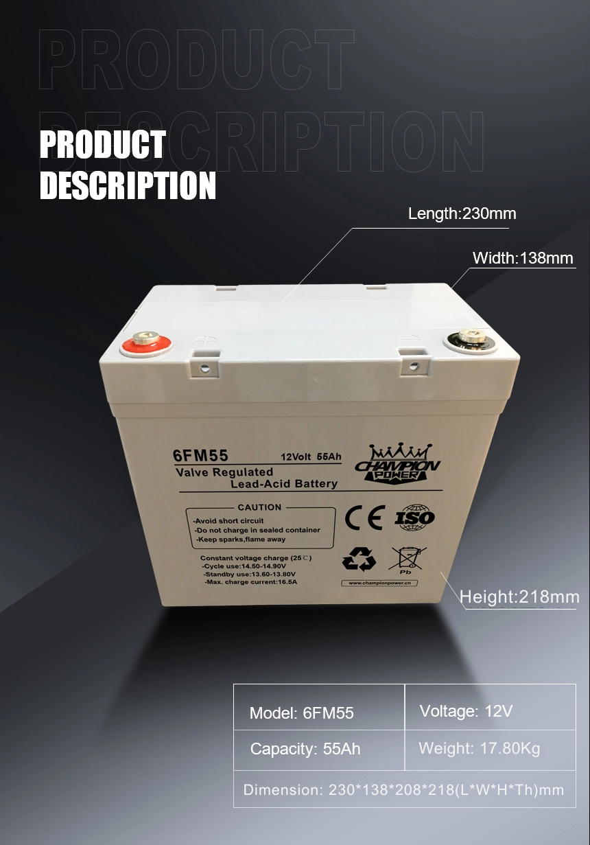 6FM5512V55Ah AGM Battery